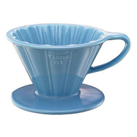 金時代書香咖啡 TIAMO V01花漾陶瓷咖啡濾器組 (粉藍)附濾紙量匙滴水盤  HG5535BB