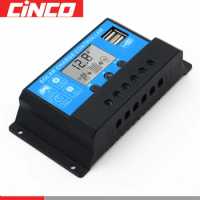 Iron li-ion lithium battery charge controller USB 12V/24V LCD display solar charger AGM GEL 10/20/30a 3.7V 3.2V 3S 4S