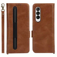 Stylus S-Pen Slot Phone Case For Samsung Galaxy Z Fold 3 Magnetic Flip Leather Cover For Samsung Z Fold 3 Stylus Pen Slot Coque
