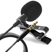Mini Lavalier Microphone Clip-on Recording Microfono for Lightning Type C 3.5mm, iPhone,Laptop, PC and Mac,Cameras,Android