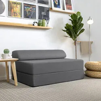 sofa tempat tidur 2 dudukan, abu-abu tua