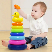 Baby puzzle development rainbow tower nesting toys 0-3 years old baby tumbler toys