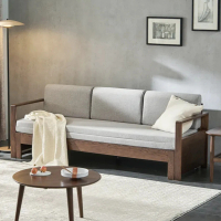 【橙家居·家具】加莫系列胡桃色沙發床B款 JM-A5066(售完採預購 沙發床 木框沙發 沙發 三人位 軟墊沙發)