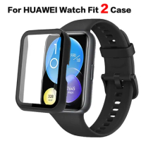Glass+Case For HUAWEI watch fit 2 protector smart watch accessories PC Full cover bumper Tempered Film for HUAWEI fit2 case