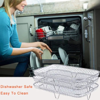 Air Fryer Rack Stackable Grid 3-layers Grill Rack Stainless Steel Household Gadgets for Home Kitchen Oven Steamer Cooker Gadgets