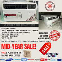 New ✚ ✳ ✢ LG LA080EC .8HP DUAL INVERTER WINDOW TYPE AIRCON (COMPACT SIZE) with FREE 5 pcs of Kopi O