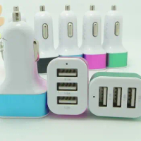 3usb Colorful durable Universal 4.1A 12V 3 USB Port matel Car Charger Adapter For iPhone 7 6 5 4 Samsung S6 S7 300 pcs
