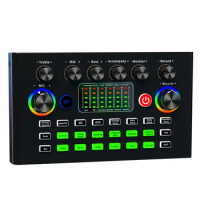 F009 Audio Mixer Live Sound Card Audio Interface With DJ Mixer Effects Voice Changer Podcast Production Studio Equipment Durable
