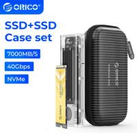 ORICO SSD+SSD Case Set 512GB/1TB/2TB Read Speed PCIe 4.0 x4 7000MB/S SSD with 40Gbps 4TB 1.8" SSD Case for Video Editor