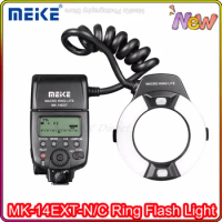 MEIKE MK-14EXT-N/C Ring Flash Light Speedlite GN14 For Canon Nikon D80 D300S D600 D700 D800 D800E D3100 D3400 6D 7D 60D 70D 700D