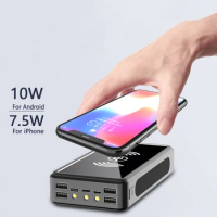 Portable Solar Power Bank Qi Wireless Charger Mobile Phone External Battery Powerbank for iPhone 15 14 Xiaomi Mi 13 10 30000mAh