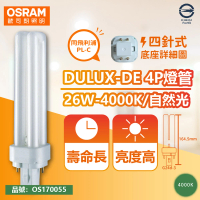 【Osram 歐司朗】4入 DULUX-D/E 26W 840 4P 自然光 緊密型螢光燈管 同飛利浦PL-C _ OS170055