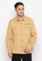 Police Denim POLICE Kemeja Polos Semi Jaket Khaky Regular Fit Lengan Panjang Pria