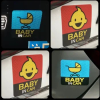 BABY IN CAR Reflective Stickers Text Car Stickers Cover Scratches Novice Stickers Safety Warning Signs