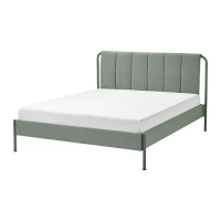 TÄLLÅSEN 雙人軟墊式床框, 灰綠色, 含luroy床底板條