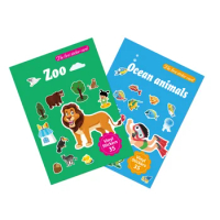 Baby Montessori Toy Scene Sticker DIY Hand-on Puzzle Sticker Books Reusable Cartoon Animal Learning Cognition Toys Gift for Kids
