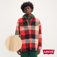 Levis Gold Tab金標系列 男款 Oversize法蘭絨格紋襯衫外套 / 內裏全刷毛 率性紅格紋
