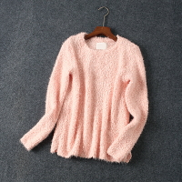 1111-08  溫暖粉色的針織上衣 軟糯圓領舒適套頭毛衣女1入