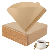 50pcs Paper Coffee Filters Pour Over Filters V02 Disposable Cone Coffee Filters Handmade Coffee Filters Paper Cone Paper