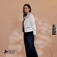 IRIS 造型領蕾絲邊條襯衫外套-16520
