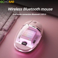 ECHOME Transparent Wireless Mouse Designed for Girl Rechargeable RGB Backlight Portable Mini for Laptop Accessorie Ipad Computer