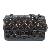 CHANEL 香奈兒 黑色 漆皮 2.55方扣 鍊帶 肩背包 AS0874 【二手名牌BRAND OFF】