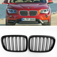 Black For BMW X1 E84 Front Bumper Grille Grill Dual Slat 2011-2015