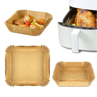 50pcs Air Fryer  Paper Square Shape Oil-absorbing Paper Steamer Cake Air Fryer Accessories Baking Paper for Air Fryer
