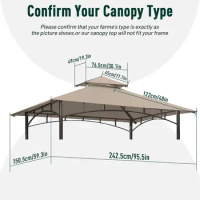 Grill Gazebo Replacement Canopy Roof 5' x 8' Outdoor BBQ Gazebo Canopy Top Cover Double Tired Grill Shelter Cover with Durable