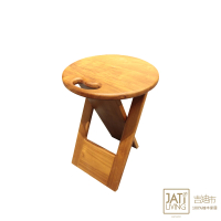 【吉迪市柚木家具】柚木圓形折疊椅 PP050(椅子 板凳 簡約 置物架 好收納 縫隙收納)