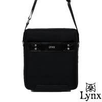 Lynx - 山貓紳士極簡風格直式真皮斜側背包(大)-紳士黑