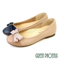 【GREEN PHOENIX】女 娃娃鞋 便鞋 全真皮 平底 蝴蝶結 OL通勤面試 乳膠鞋墊 台灣製