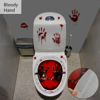 Bloody Hand Wallpaper For Bathroom Toilet Stickers Halloween Fright Night Horror Mural Adhesive Party Decoration Wall DIY Decal
