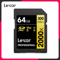 Original Lexar Professional SD Card 2000x SDHC 32GB SDXC 64GB 128GB 256GB C10 V90 UHS-II U3 SD Card Memory Card For 4K/8K Camera