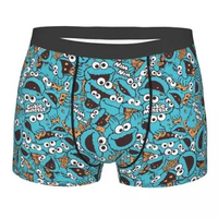 Custom Cookie Monster Underwear Men Stretch Cartoon Sesame Streets Boxer Briefs Shorts Panties Soft Underpants For Homme