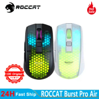 Roccat Burst Pro Air - Lightweight Symmetrical Optical Wireless RGB Gaming Mouse with 19K DPI Optical Owl-Eye Sensor, Optical Sw