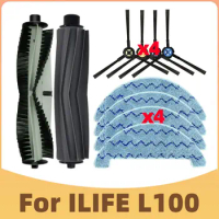 Compatible For ILIFE L100 / ILIFE A10S Robot Vacuum Cleaner Accessories Kit Main Brush Side Brush Mop Cloths Rag Spare Parts