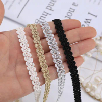 5M Elegant Gold Silver Curved Lace Trim Ribbon Centipede Braided Ribbon Wedding Party Clothes DIY Sewing Garments Accessories