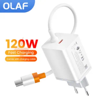120W USB C Charger Fast Charging PDQC3.0 Mobile Phones Charger Adapter For Xiaomi Samsung Huawei Quick Charger With Type C Cable