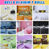 BELI 6 DIKIRIM 7 ROLL BAYAR DI TEMPAT | Terlaris Wallpaper Sticker Dinding Murah Motif Serat Kayu Pu