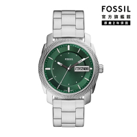FOSSIL Machine 簡約日期顯示經典男錶 銀色不鏽鋼鍊帶 42MM FS5899