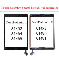 10Pcs/lot For iPad Mini 1 2 A1432 A1454 A1489 A1455 A1490 A1491 Digitizer Touch Screen Glass Sensor Panel with ic + Home Button