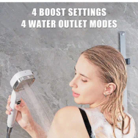Shower head One button fourspeed shower set Booster shower head Filter stop water shower head