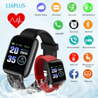 New 116 PLUS Smart Watch Color Screen Heart Rate Monitor Blood Pressure Track Movement IP65 Waterpro