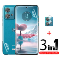 3in1 For Motorola Edge 40 Neo Anti-scratch front and back hydrogel film Edge40 transparent Lens Screen Protector 6.55 inches