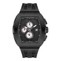 Jam Tangan Pria Tsar Bomba Elemental TB8211Q-II-07 Chronograph Quartz Black Dial Black Silicone Stra