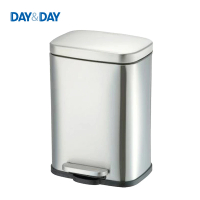 【DAY&amp;DAY】DAY&amp;DAY 緩降腳踏式垃圾桶-不鏽鋼色 5L