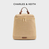 CHARLES&amp;KEITH24 summer new CK2-60782354 Woven hollow-out large capacity zipper backpack