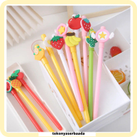 TSA (COD) Pena Gel Karakter 3D Lucu Pulpen Karakter Kartun Buah 0.5mm Pen Cute Student Japanese Alat