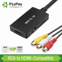 RCA to HDMI-compatible Audio Video Converter AV2HDMI-compatible Adapter Support 1080P PAL/NTSC With PS2 PS3 XBOX VHS Blu-Ray DVD